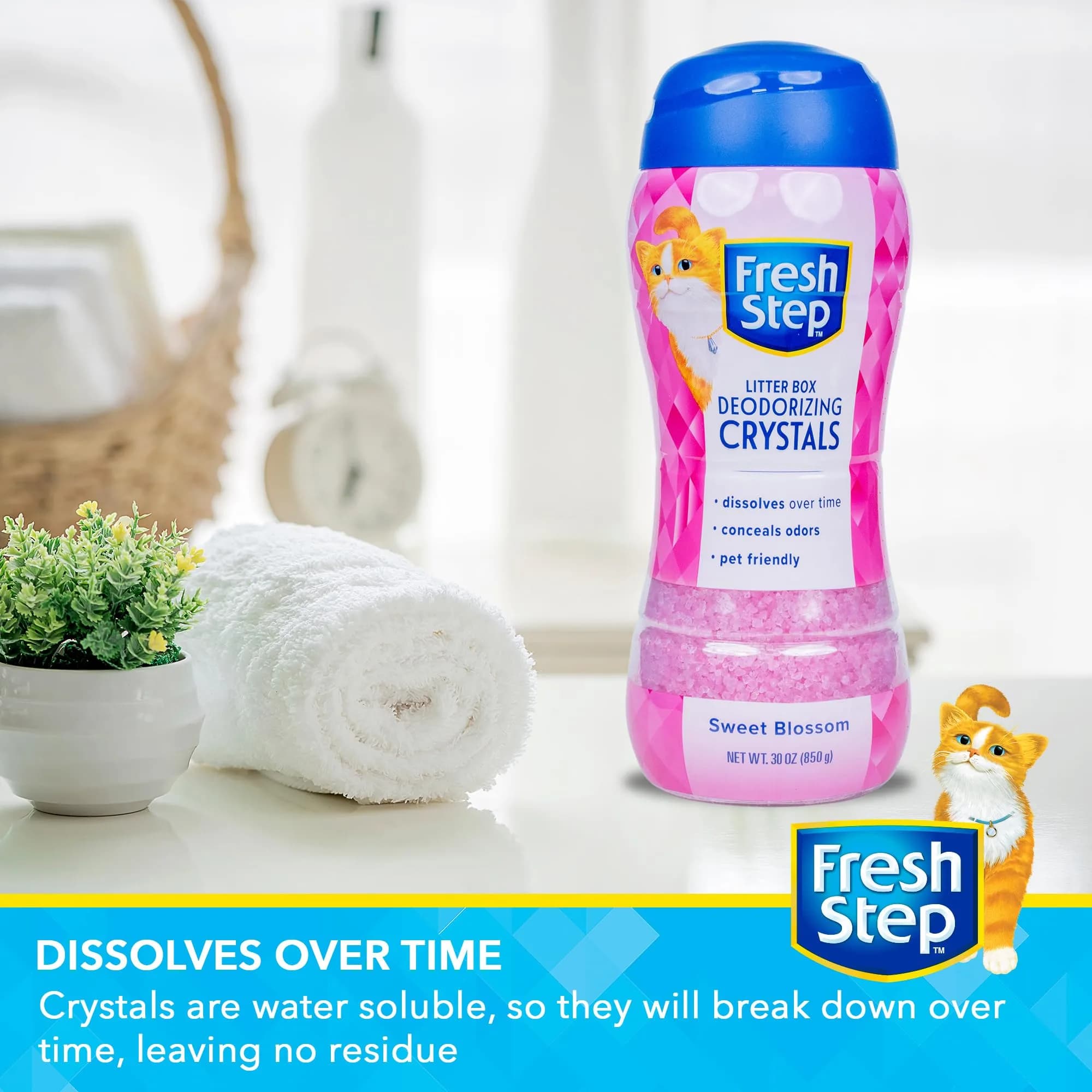 Fresh Step Sweet Blossom Scent Cat Litter Crystals Deodorizer, 30 Oz thumbnail 4