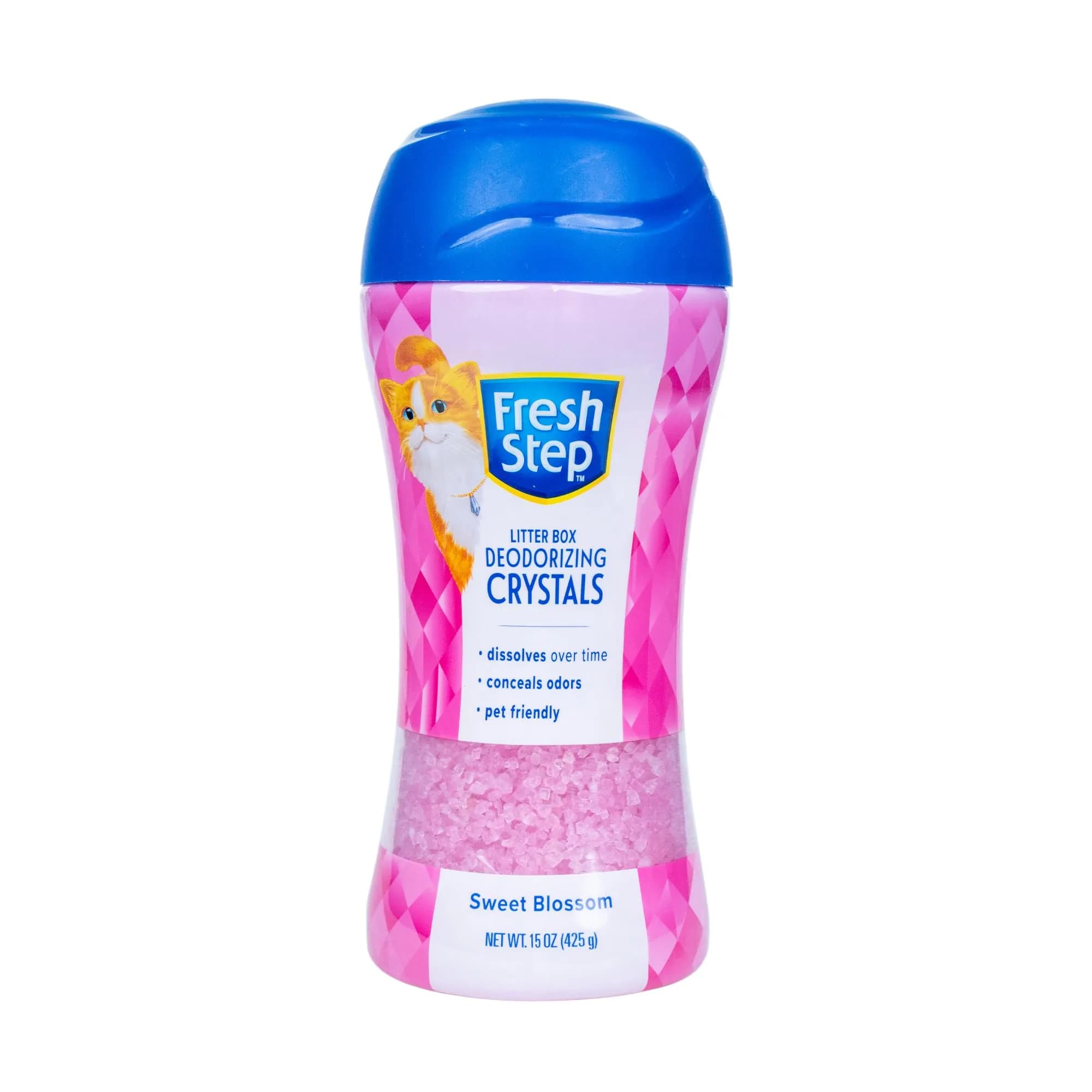 Fresh Step Cat Litter Crystals Deodorizer, Sweet Blossom Scent, 425g (15 Ounce) | Non-Toxic Odor Neutralizing Crystals for Litter Boxes - main product image