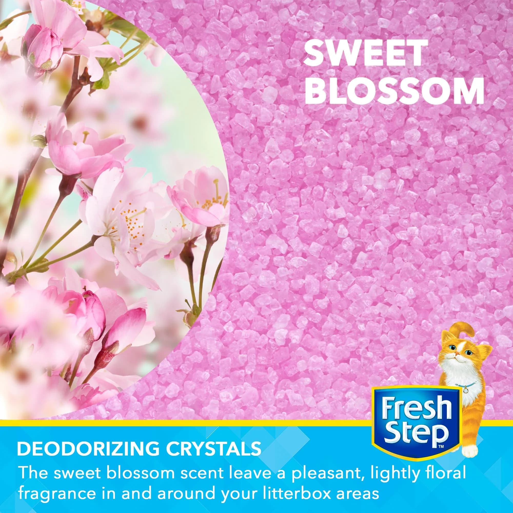 Fresh Step Cat Litter Crystals Deodorizer, Sweet Blossom Scent, 425g (15 Ounce) | Non-Toxic Odor Neutralizing Crystals for Litter Boxes - view 2