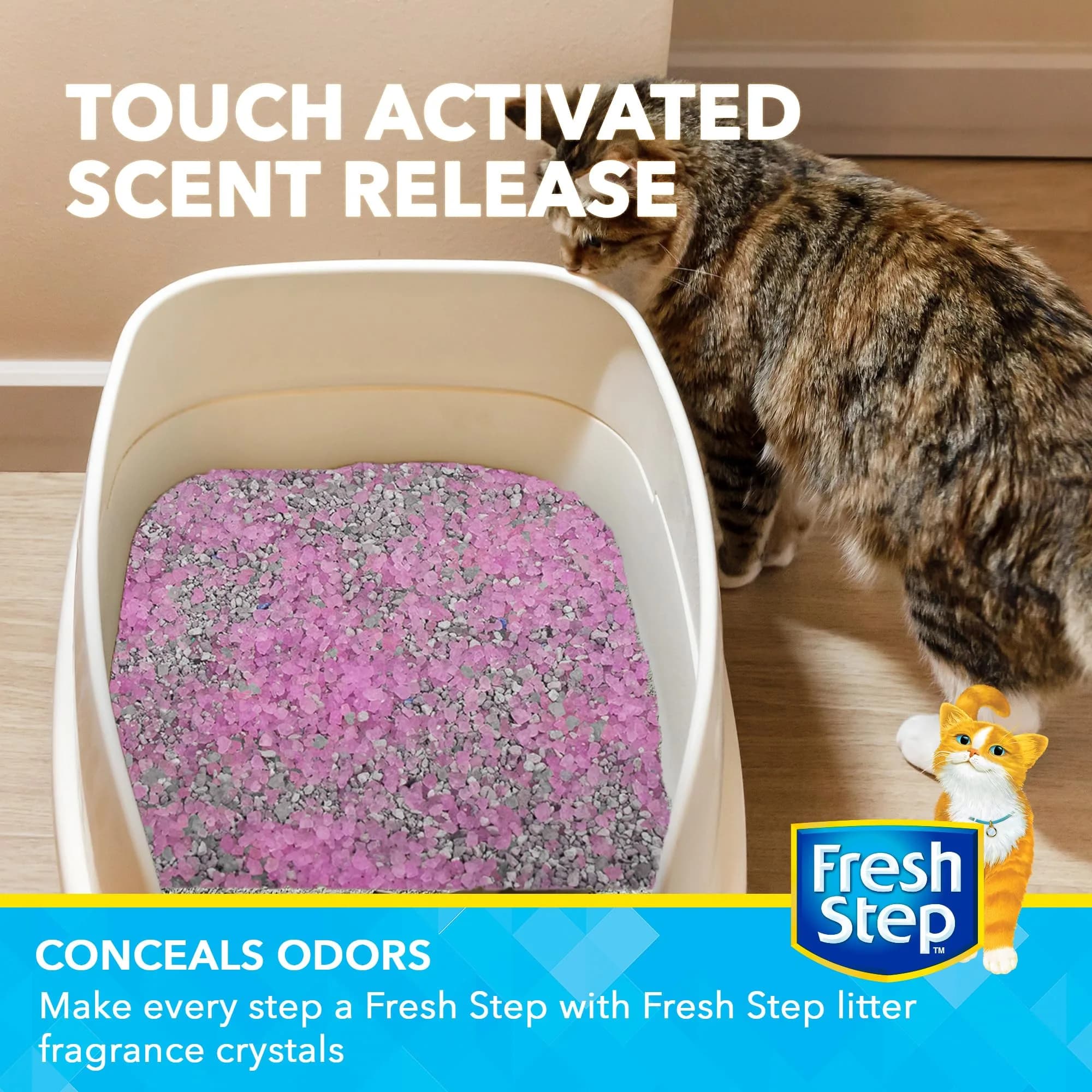 Fresh Step Cat Litter Crystals Deodorizer, Sweet Blossom Scent, 425g (15 Ounce) | Non-Toxic Odor Neutralizing Crystals for Litter Boxes - view 3