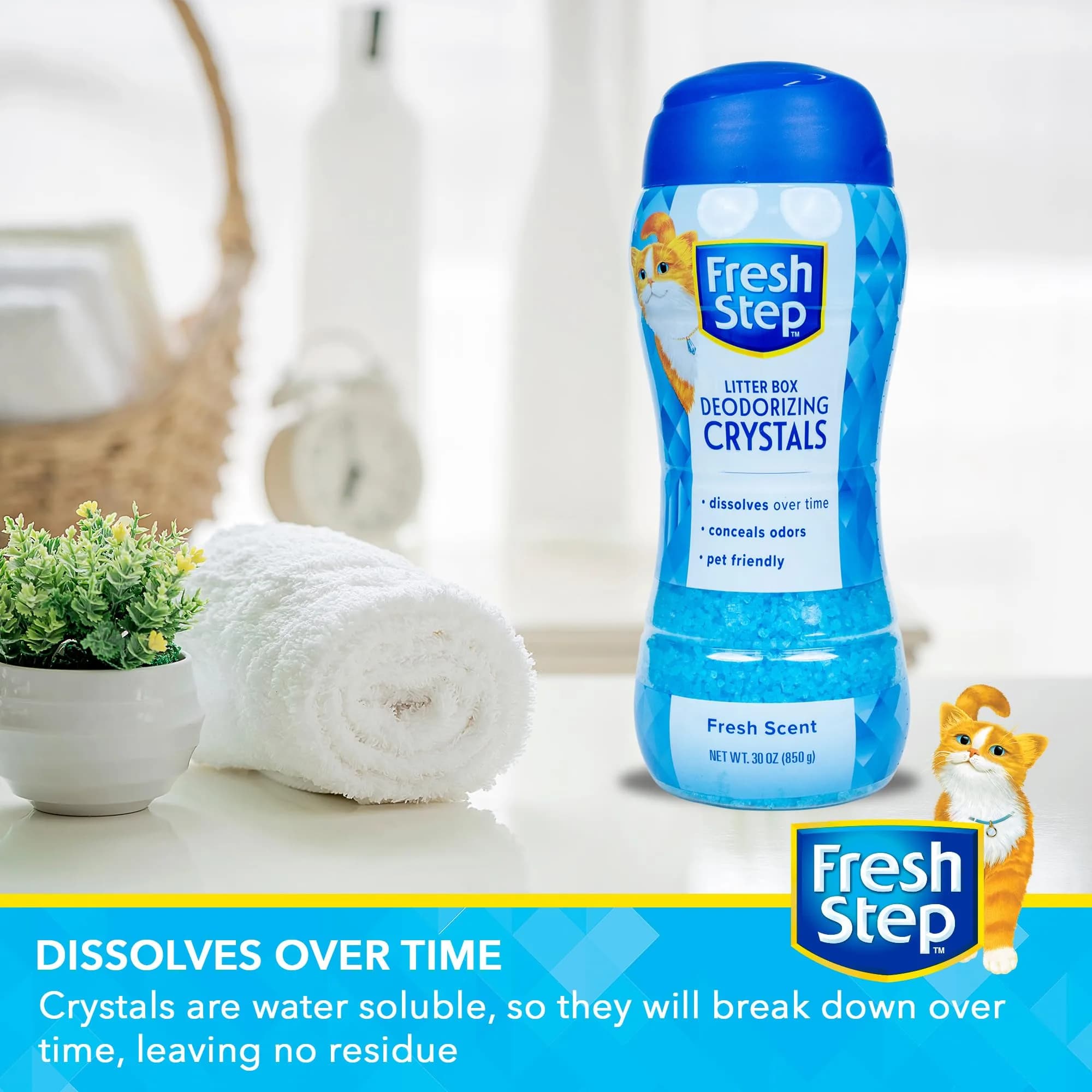 Fresh Step Cat Litter Crystals Deodorizer, Fresh Scent, 850g (30 Ounce) | Non-Toxic Odor Neutralizing Crystals - view 4