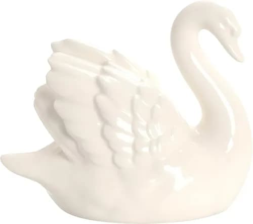 ZKSYLSM Ceramic Swan Figurine - Modern Minimalist Porcelain Statue Art Decor, 3.9"L x 2.1"W x 3.3"H | Elegant Home & Office Accent thumbnail 1