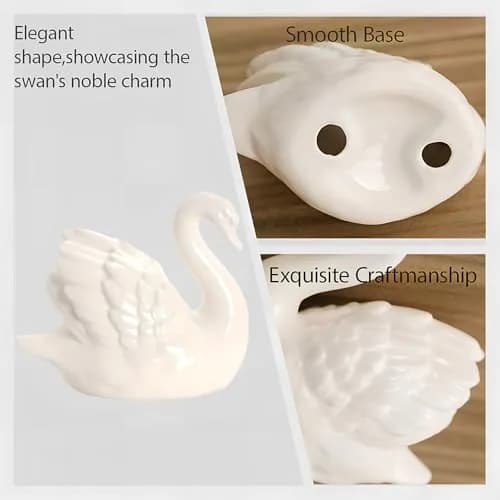 ZKSYLSM Ceramic Swan Figurine - Modern Minimalist Porcelain Statue Art Decor, 3.9"L x 2.1"W x 3.3"H | Elegant Home & Office Accent thumbnail 4