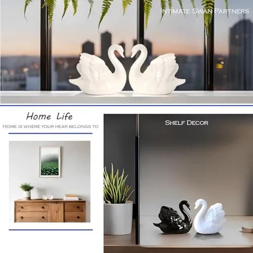 ZKSYLSM Ceramic Swan Figurine - Modern Minimalist Porcelain Statue Art Decor, 3.9"L x 2.1"W x 3.3"H | Elegant Home & Office Accent thumbnail 5