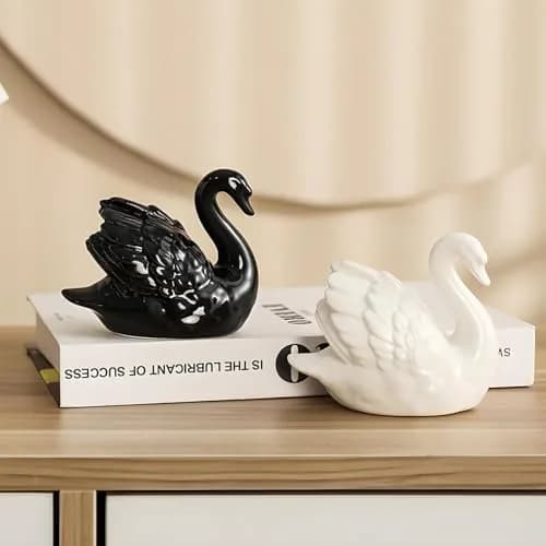 ZKSYLSM Ceramic Swan Figurine - Modern Minimalist Porcelain Statue Art Decor, 3.9"L x 2.1"W x 3.3"H | Elegant Home & Office Accent thumbnail 7
