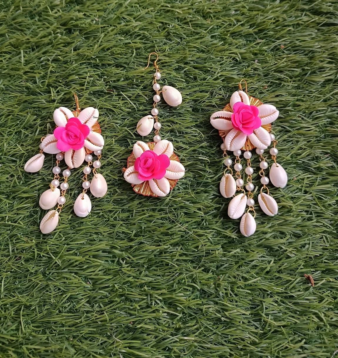 K&K KREATION Pink Floral Jewellery Set Medium | Handcrafted Elegance for Haldi Ceremonies - view 4