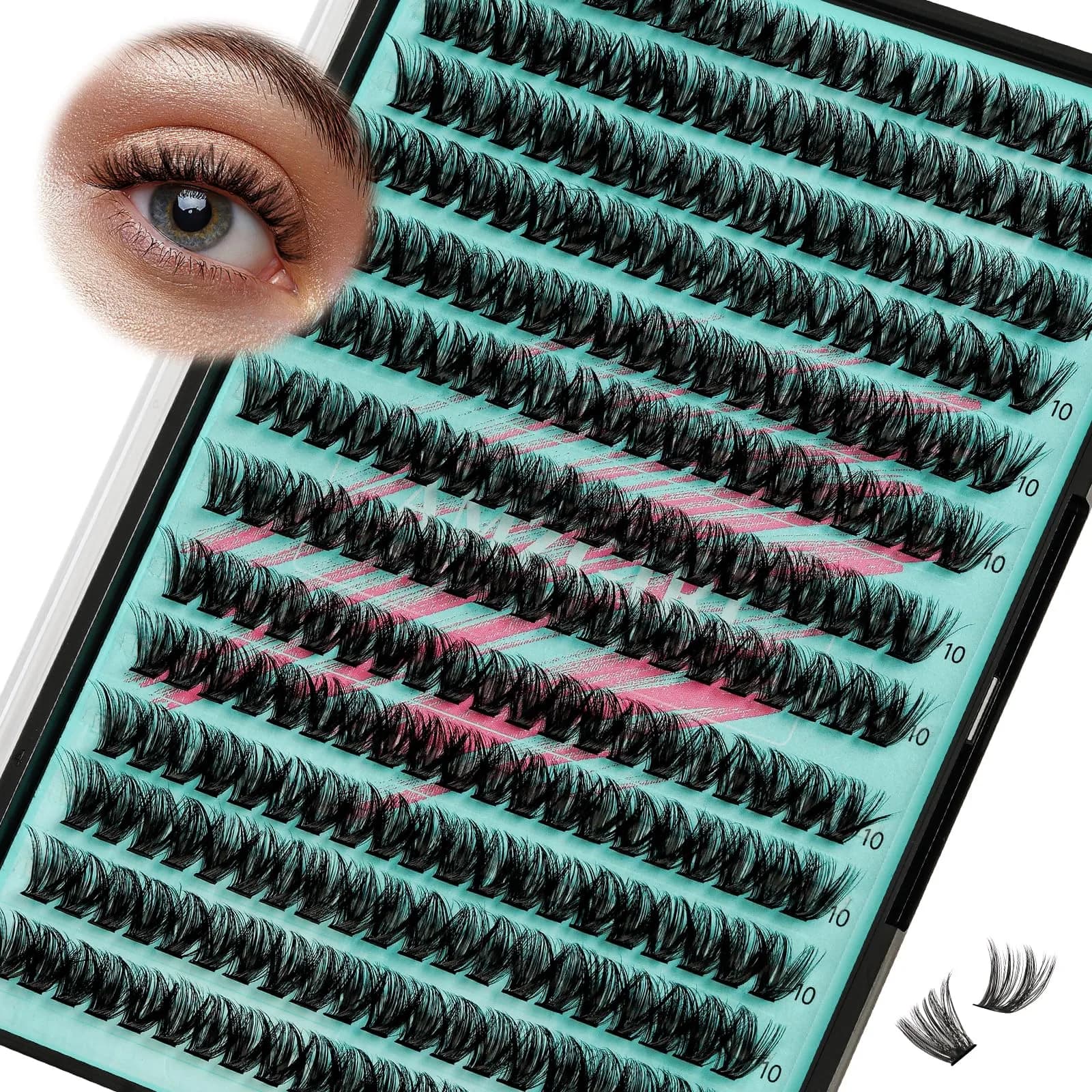 AMZGIRL Lash Clusters 40+50D 12mm Wispy Eyelash Extensions | Natural, Light & Reusable