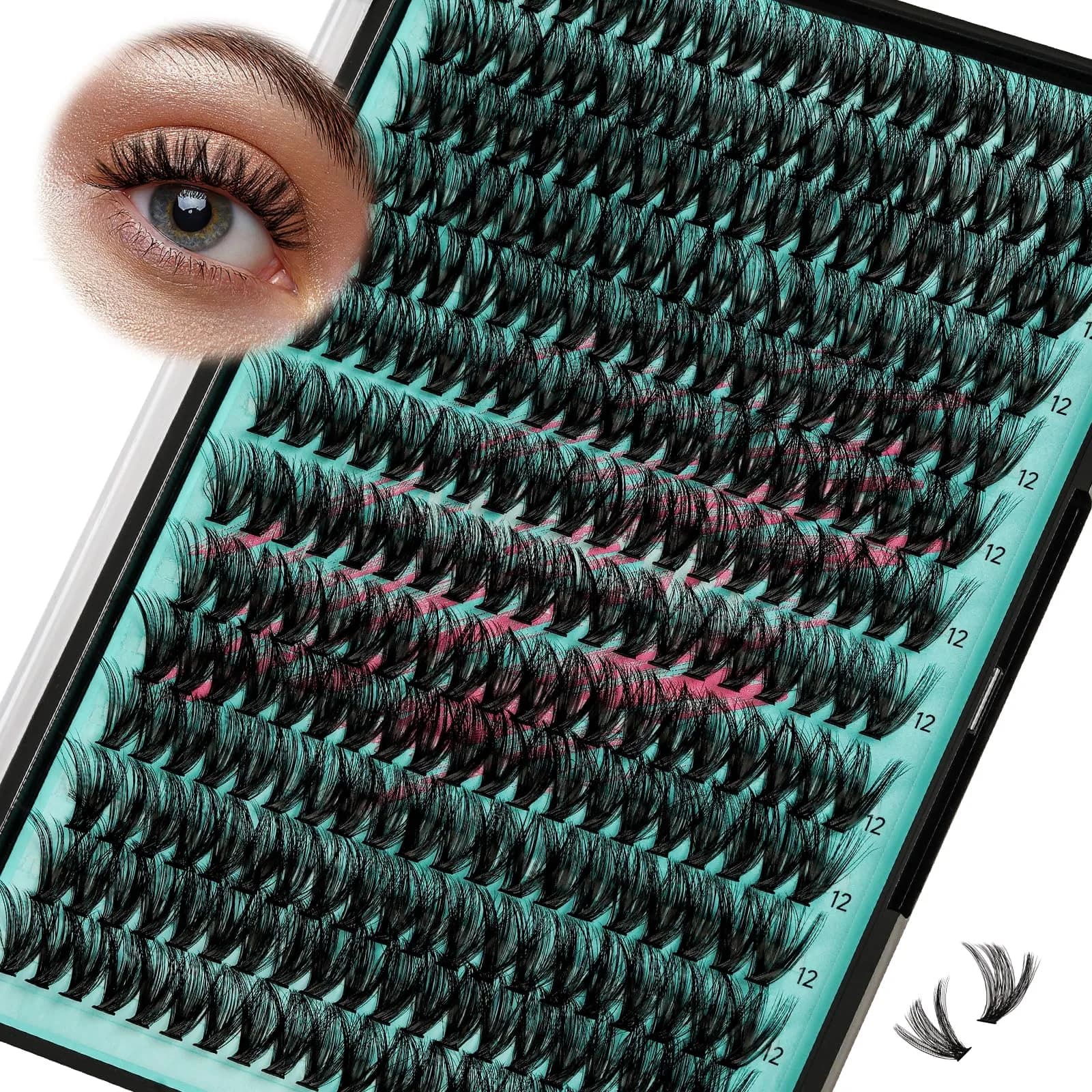 AMZGIRL Lash Clusters 40+50D 12mm Wispy Eyelash Extensions | Natural, Light & Reusable — 280Pcs-40D 50D-12mm