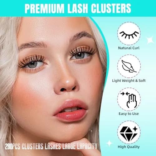 AMZGIRL Lash Clusters 40+50D 12mm Wispy Eyelash Extensions | Natural, Light & Reusable thumbnail 2