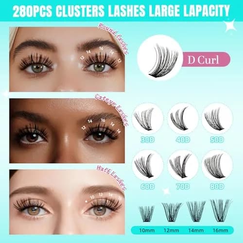 AMZGIRL Lash Clusters 40+50D 12mm Wispy Eyelash Extensions | Natural, Light & Reusable thumbnail 3