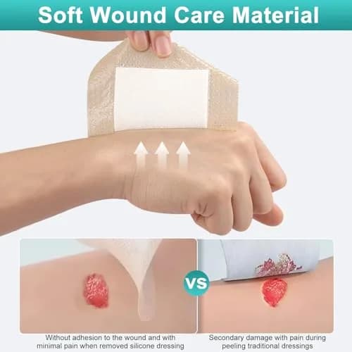 CAKRNPS Silicone Foam Dressing 4" x 4" | Waterproof, Absorbent, Self Adhesive for Wounds thumbnail 5
