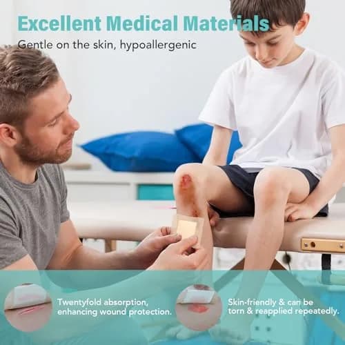CAKRNPS Silicone Foam Dressing with Adhesive Border 4"x4" | Waterproof Wound Care for Bed Sores & Ulcers thumbnail 7