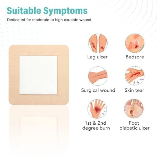 CAKRNPS Silicone Foam Dressing with Adhesive Border 4"x4" | Waterproof Wound Care for Bed Sores & Ulcers thumbnail 8