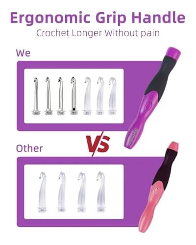 Bybykoi Lighted Crochet Hooks Set 2.0-14.0mm | 18 Sizes, Rechargeable, Ergonomic Handle thumbnail 4