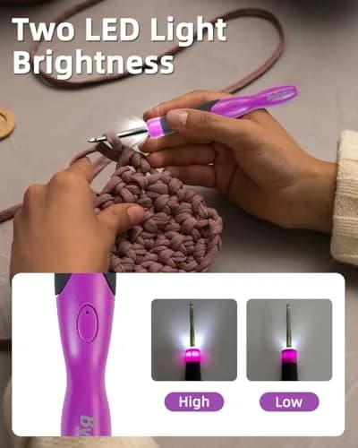 Bybykoi Lighted Crochet Hooks Set 2.0-14.0mm | 18 Sizes, Rechargeable, Ergonomic Handle thumbnail 6