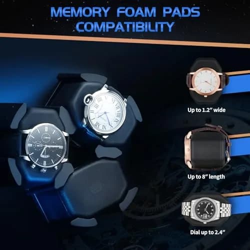 LALAHOO 6 Watch Winders with 6 Storage Spaces | Ultra Quiet Automatic Watch Winder for Automatic Watches with LED Light thumbnail 2