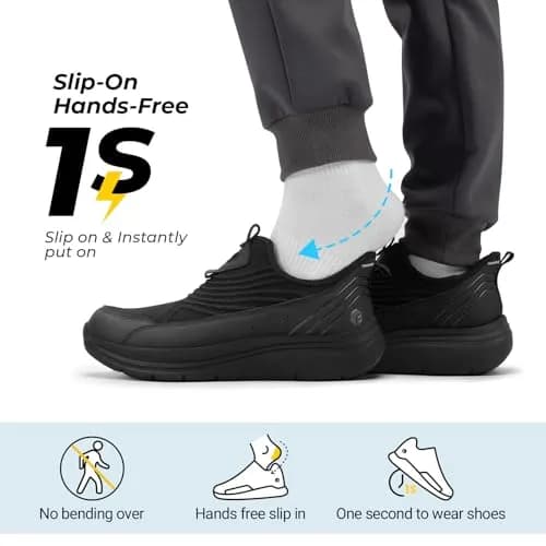 FitVille Men's Extra Wide Slip-On Walking Shoes, Hands-Free Sneakers with Arch Support, 27cm (11 X-Wide) | Comfortable for Standing All Day thumbnail 3