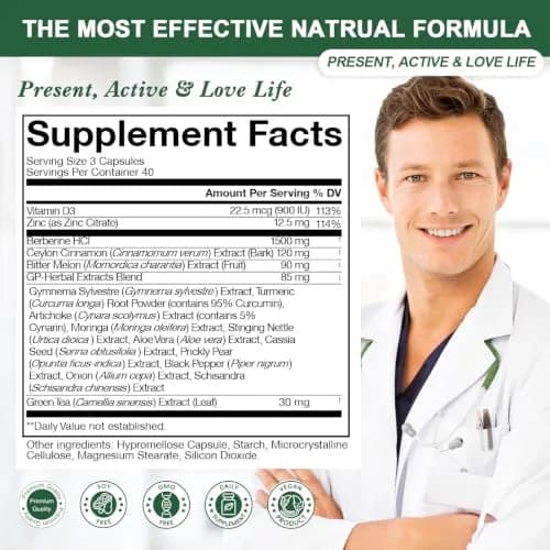 GREENPEOPLE Berberine 1500mg Supplement with Ceylon Cinnamon | Vegan 120 CT for Energy & Immunity thumbnail 7