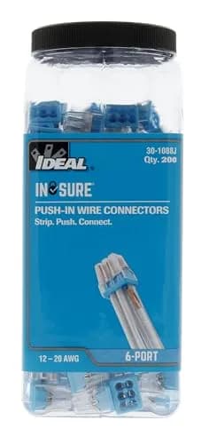 Ideal Industries In-Sure Push-in Wire Connector, 6-Port | No-Twist, CSA & UL Certified, 600V Rated, Jar of 200 thumbnail 6
