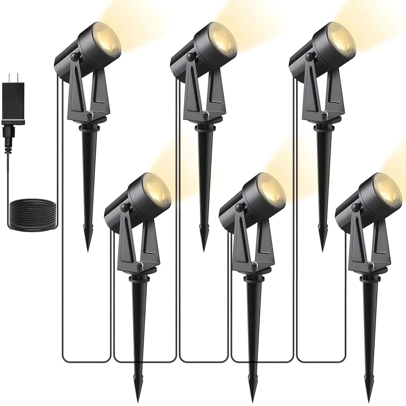 Svater Low Voltage Landscape Lighting 6 Pack | Waterproof 12V Spotlights for Garden & Pathways — Black