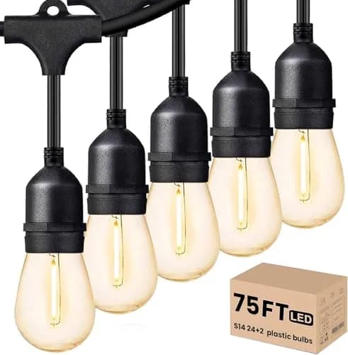 Svater Outdoor String Lights 75 FT LED Waterproof Patio E26 Edison Warm White thumbnail 1