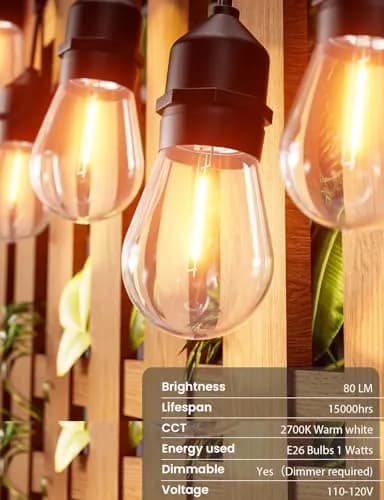 Svater Outdoor String Lights 75 FT LED Waterproof Patio E26 Edison Warm White thumbnail 4