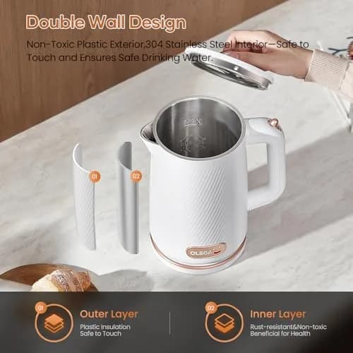 OLEGA Electric Kettle 1.8L | 1500W Stainless Steel Water Boiling Kettle with Auto Shut-Off thumbnail 5