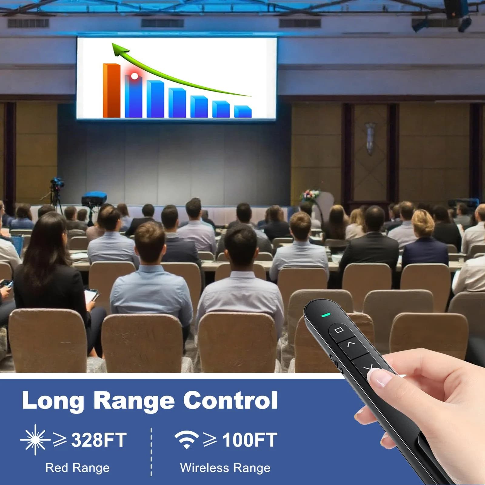 QUI Presentation Clicker with Volume Control, USB Wireless Presenter Remote, Black | Plug & Play for Mac & Windows - view 6