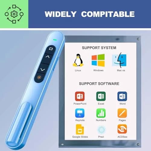 QUI Presentation Clicker with Volume Control, Wireless Presenter Remote, Blue | 328ft Wireless Range thumbnail 7