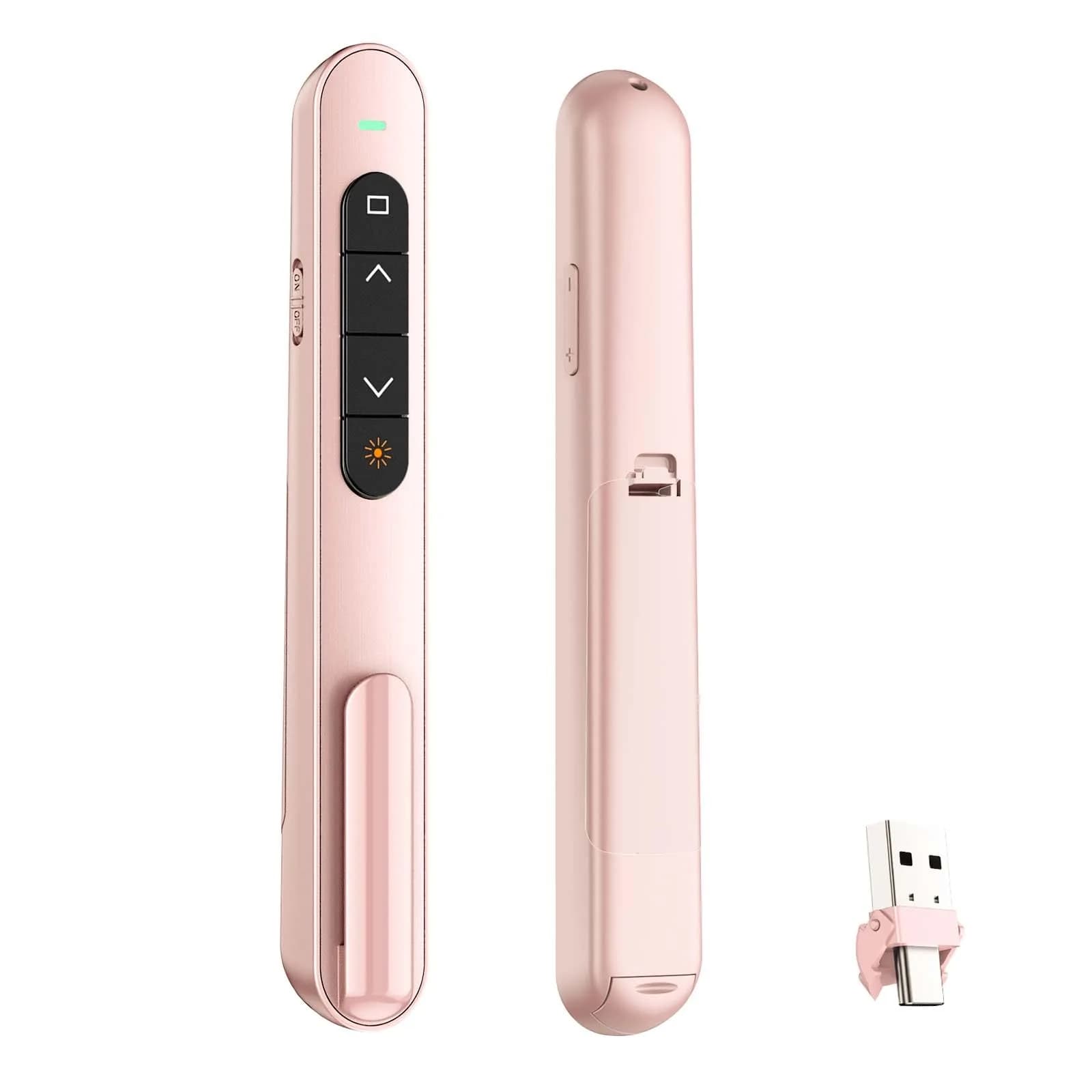 QUI Presentation Clicker with Volume Control, Wireless Presenter Remote, Pink | 328ft Wireless Range