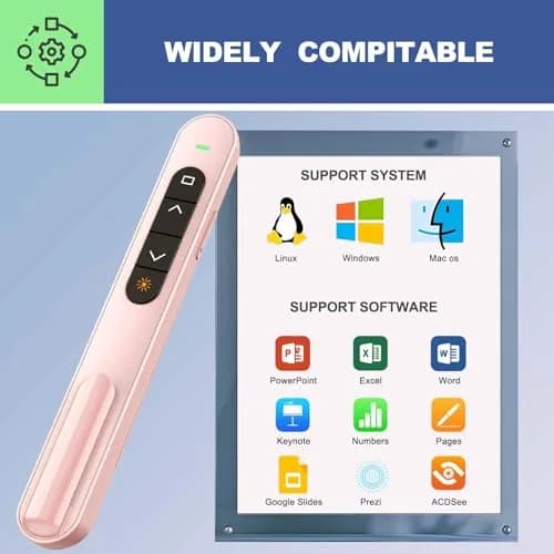 QUI Presentation Clicker with Volume Control, Wireless Presenter Remote, Pink | 328ft Wireless Range thumbnail 7