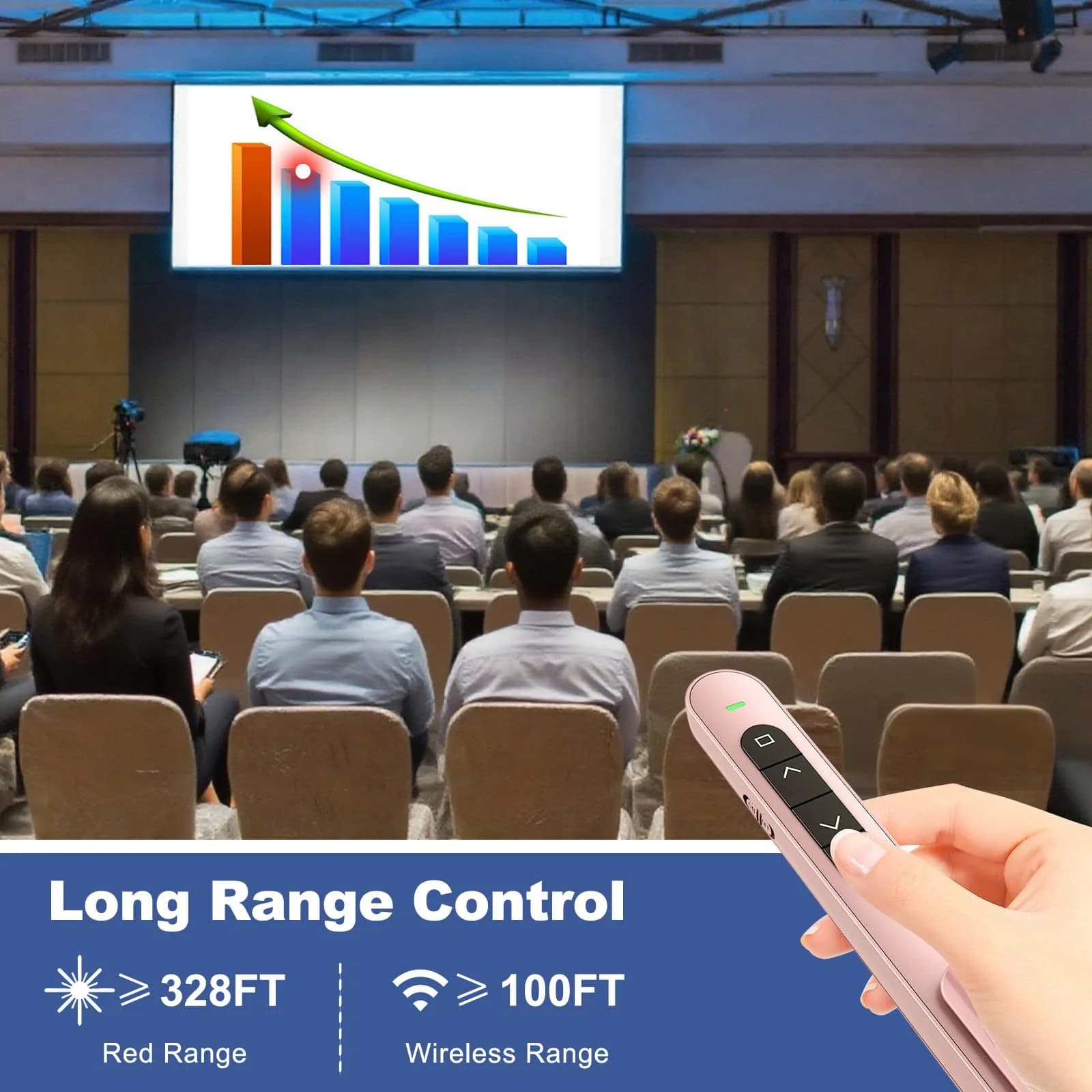 QUI Presentation Clicker with Volume Control, USB Wireless Presenter Remote, PowerPoint Clicker for Mac & Windows, Google Slides, Keynote (Pink) - view 6