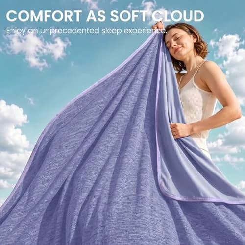 Topcee Cooling Blanket 227 kg (8 oz) Purple Striped | Keeps You Cool All Night thumbnail 6