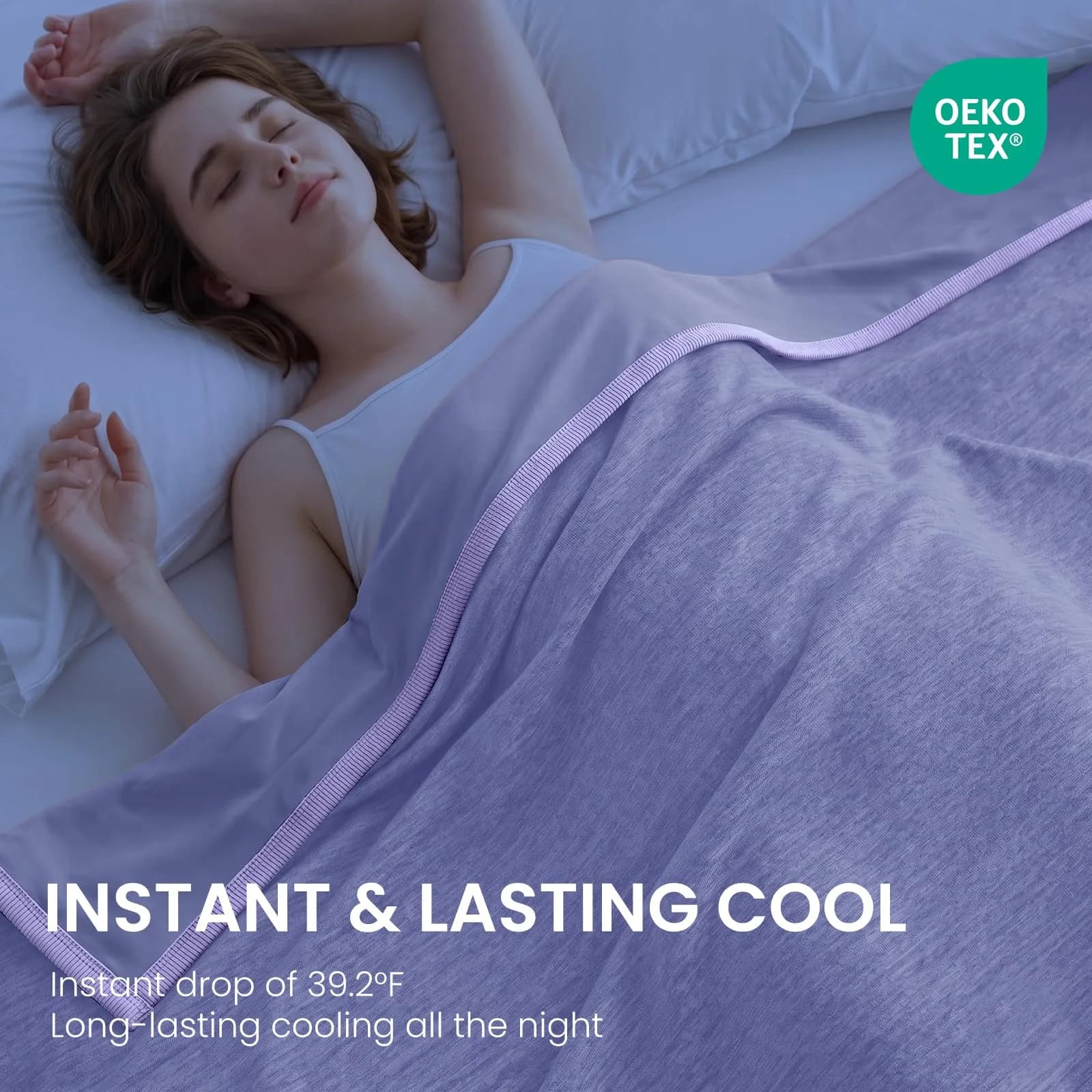 Topcee Cooling Blanket 227 kg (8 oz) Purple Striped | Keeps You Cool All Night - view 2