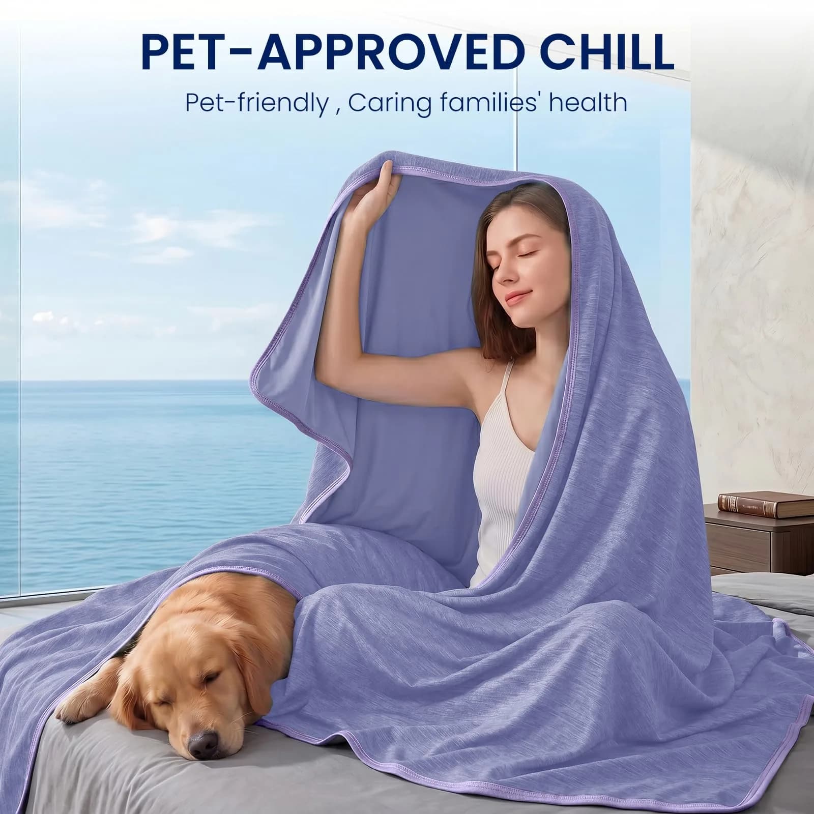 Topcee Cooling Blanket 227 kg (8 oz) Purple Striped | Keeps You Cool All Night - view 3