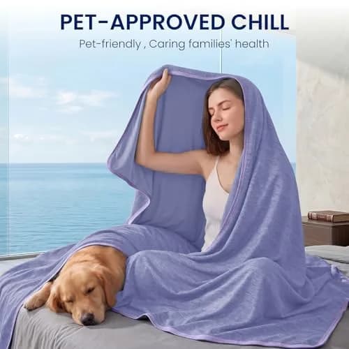 Topcee Cooling Blanket 227 kg (8 oz) Purple Striped | Keeps You Cool All Night thumbnail 3