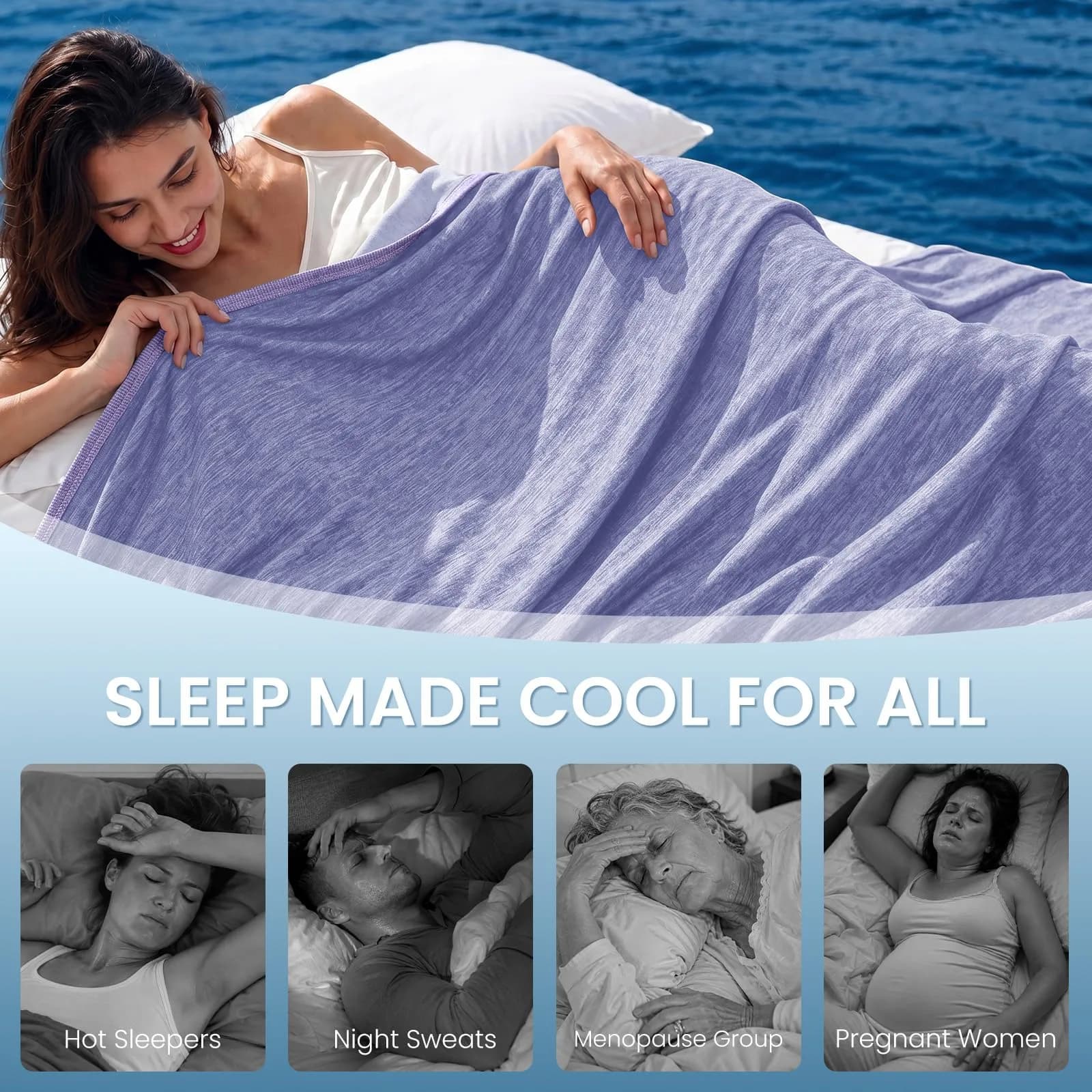 Topcee Cooling Blanket 227 kg (8 oz) Purple Striped | Keeps You Cool All Night - view 4