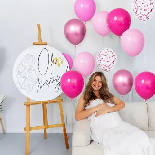 KUULBELA 68Pcs Pink Balloons Kit 12 Inch Metallic Pink Balloon, Baby Pink Party Balloons with Ribbons | Assorted Colors Balloon thumbnail 5
