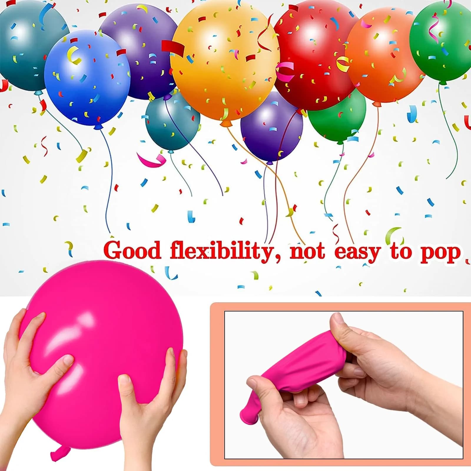 KUULBELA 68Pcs Pink Balloons Kit 12 Inch Metallic Pink Balloon, Baby Pink Party Balloons with Ribbons | Assorted Colors Balloon - view 3