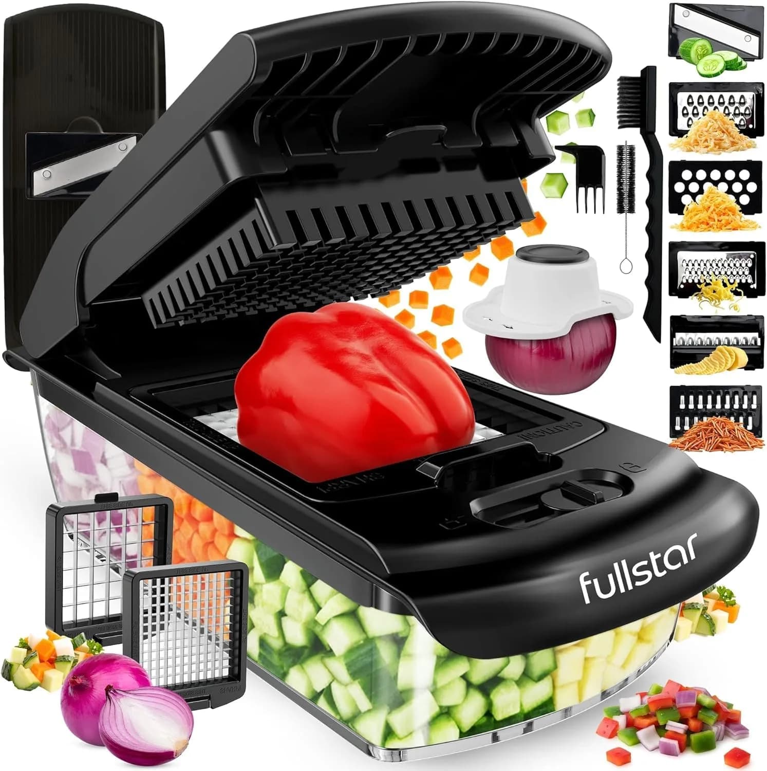 Fullstar Pro Original Vegetable Chopper & Mandoline Slicer Kitchen Gadget 1.2L (4-Cup) Black - main product image