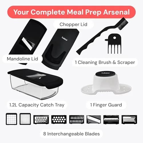 Fullstar Pro Original Vegetable Chopper & Mandoline Slicer Kitchen Gadget 1.2L (4-Cup) Black thumbnail 8