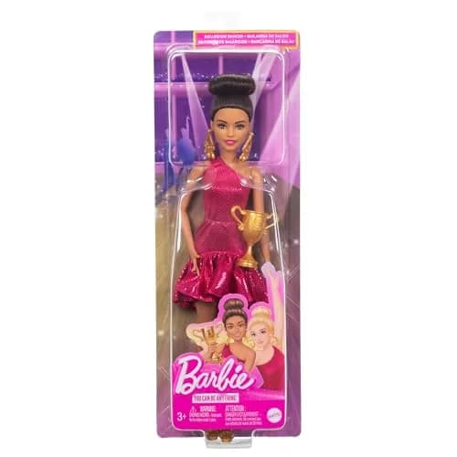 Barbie Ballroom Dancer Doll and Dance Themed Accessory | 1:6 Scale, Red Dress, Trophy for Kids 3+ thumbnail 6