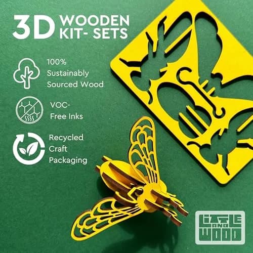 Little & Wood Woodlet: Small - Dragonfly - Green | 3D Wooden Insect Puzzle for Kids 6+ thumbnail 6