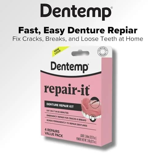 Dentemp Repair-It Advanced Formula Denture Repair Kit 4 Repairs (3.84ml / 0.032kg) | Fixes Cracks, Replaces Loose Teeth thumbnail 3