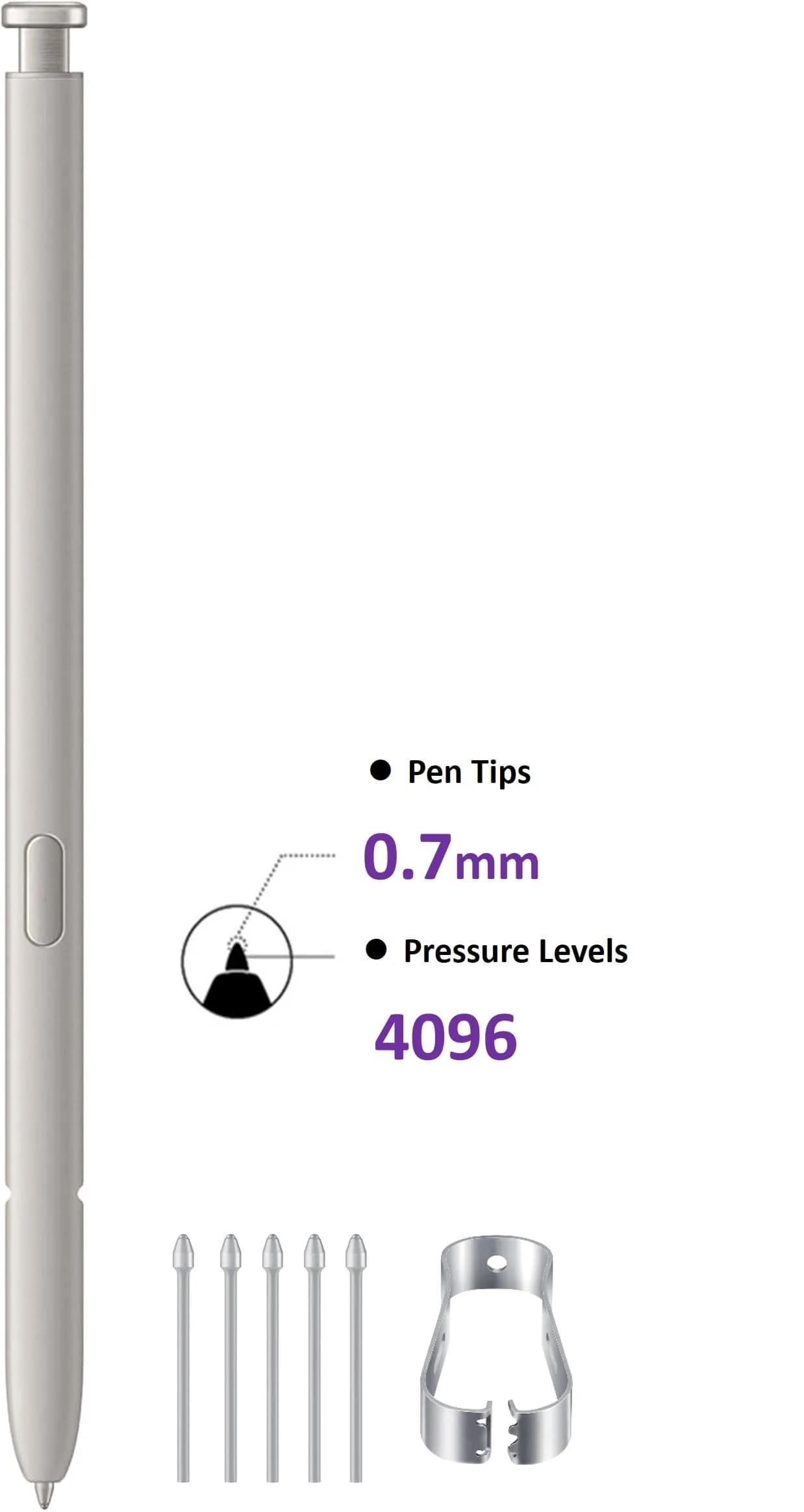 SLQ Replacement S Pen for Samsung Galaxy S25 Ultra 5G (Gray) | 4096 Pressure Sensor, 5x Tips - view 3