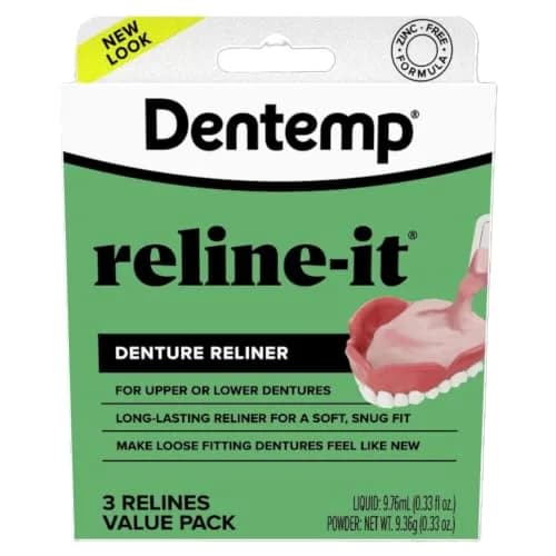 Dentemp Reline-It Denture Reline Kit Value Pack | Advanced Formula for Upper & Lower Dentures, 3 Relines thumbnail 1