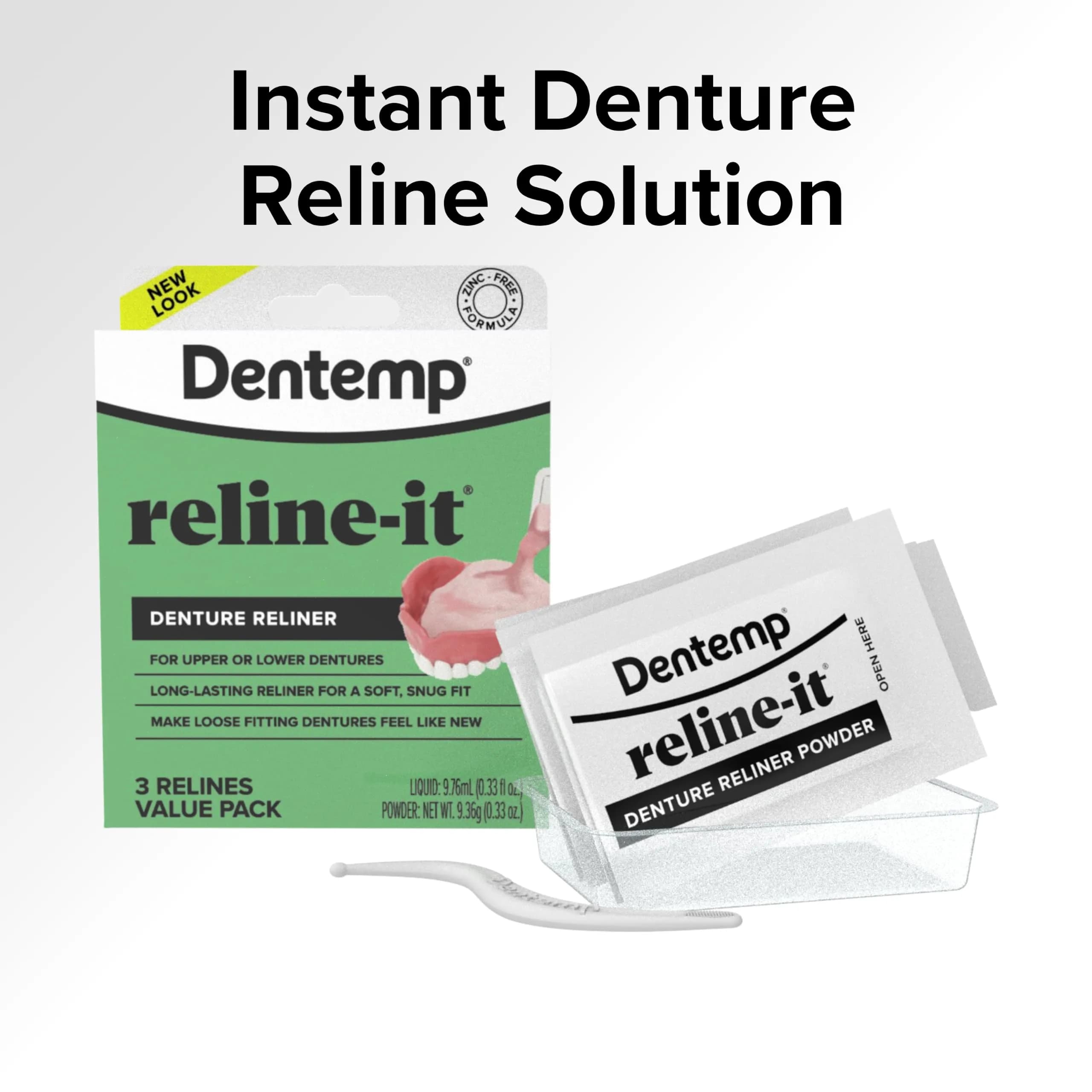 Dentemp Reline-It Denture Reline Kit Value Pack | Advanced Formula for Upper & Lower Dentures, 3 Relines - view 3