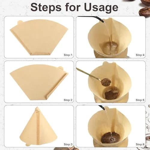 Prudiut 100 Count #4 Cone Coffee Filters 8-12 Cup | Compatible with Ninja Maker, Unbleached Natural Wood Pulp thumbnail 4