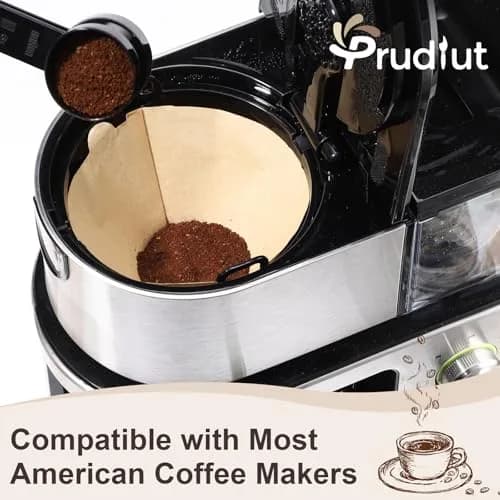 Prudiut 100 Count #4 Cone Coffee Filters 8-12 Cup | Compatible with Ninja Maker, Unbleached Natural Wood Pulp thumbnail 5