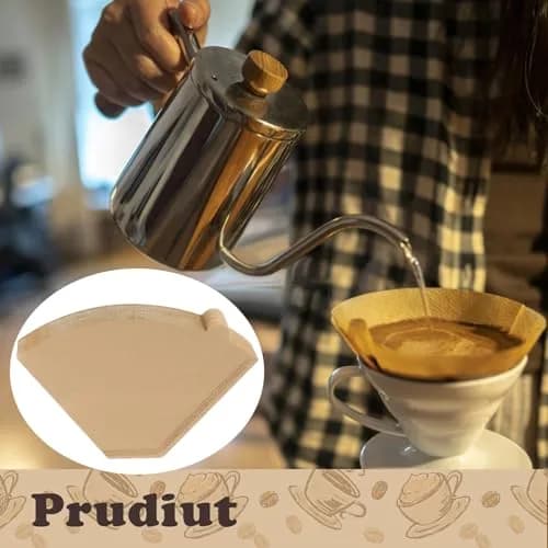 Prudiut 100 Count #4 Cone Coffee Filters 8-12 Cup | Compatible with Ninja Maker, Unbleached Natural Wood Pulp thumbnail 6